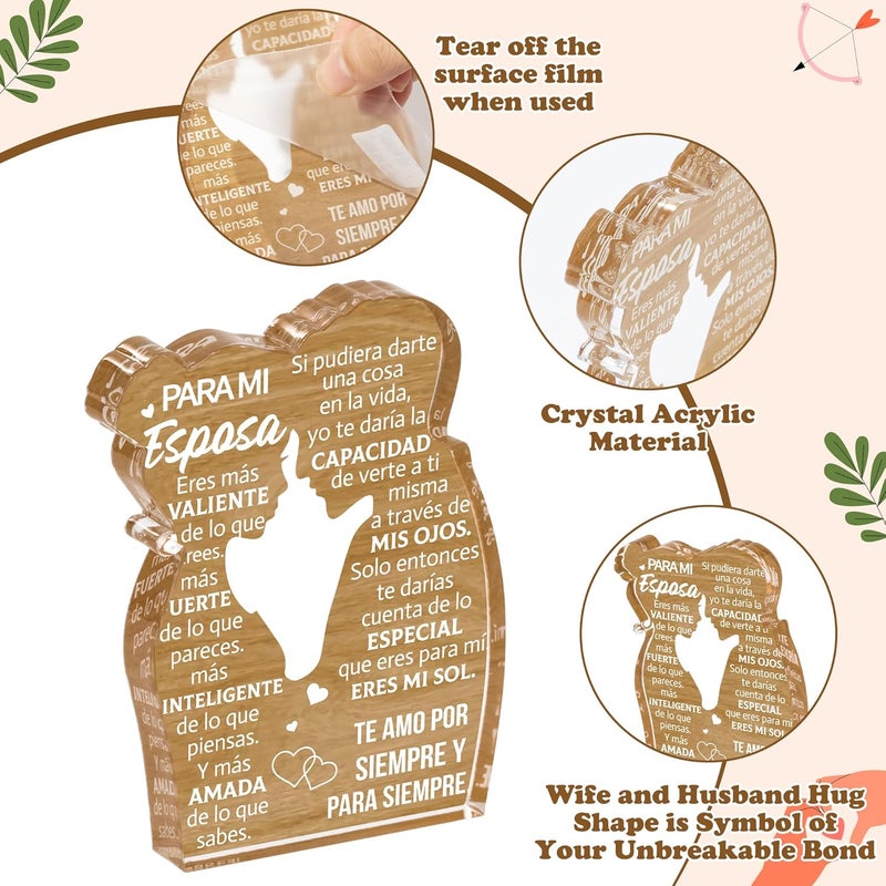 Yopyame Gift for Wife from Husband - Spanish Valentines Romantic Gift to My Wife Acrylic Plaque Sign Best Wife Ever Gift Valentine’s Day Wedding Anniversary Christmas Birthday Ideas for Her Women - Image 3